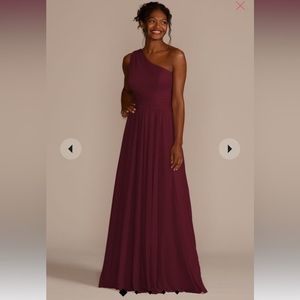 David’s Bridal One Shoulder Wine Bridesmaid Dress